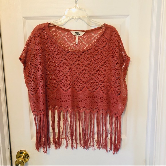 Black Poppy Tops - Bohemian style Fringe burnt orange top
